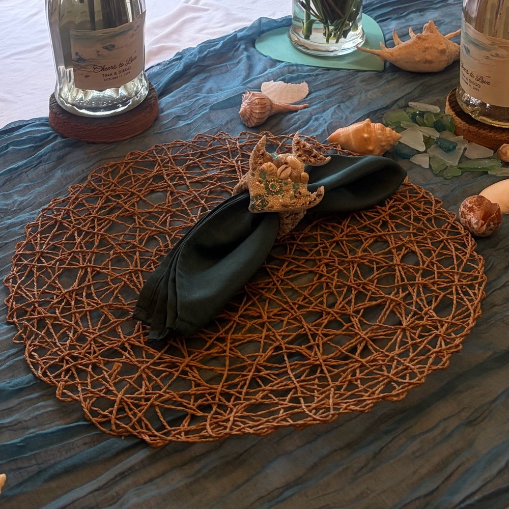 Elegant Coastal Beachy Brown Woven Placemat Count of 10
